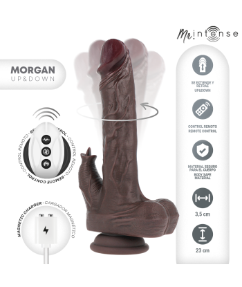 MR INTENSE - MORGAN REALÍSTICO MULTIFUNCIÓN CON VIBRACIÓN, ROTACION Y UP AND DOWN CONTROL REMOTO 23 CM -O- 3.5 CM