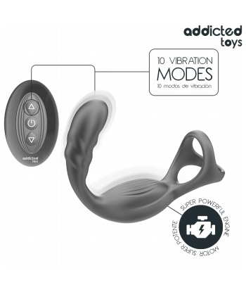 ADDICTED TOYS - ANILLO DOBLE VIBRADOR PROSTÁTICO CONTROL REMOTO