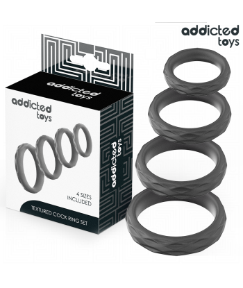 ADDICTED TOYS - SET ANILLOS PENE TEXTURIZADOS 4 TAMAÑOS