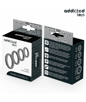 ADDICTED TOYS - SET ANILLOS PENE TEXTURIZADOS 4 TAMAÑOS