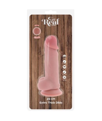 GET REAL - PENE REALÍSTICO DELUXE CON TESTÍCULOS EXTRA GRUESO 23 CM