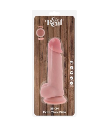 GET REAL - PENE REALÍSTICO DELUXE CON TESTÍCULOS EXTRA GRUESO 25 CM