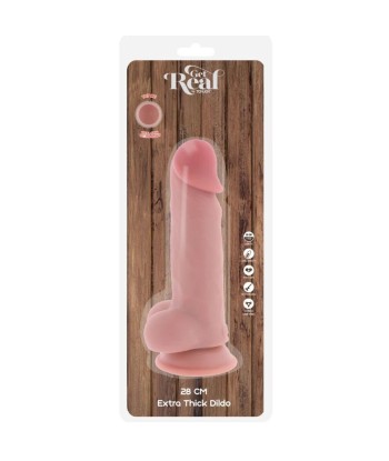 GET REAL - PENE REALÍSTICO DELUXE CON TESTÍCULOS EXTRA GRUESO 28 CM
