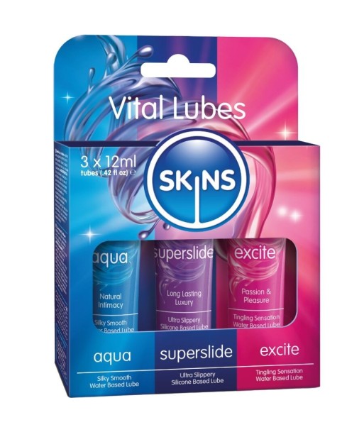 SKINS - VITAL LUBES KIT LUBRICANTES AQUA, SUPERSLIDE and EXCITE 3 x 12 ML