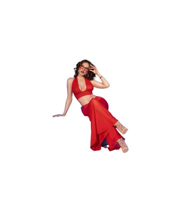 CHILIROSE - CR 4857 SET TOP Y PANTALONES ROJO TALLA S