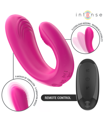 INTENSE - JANET ESTIMULADOR Y VIBRADOR DUAL EN FORMA DE U CON CONTROL REMOTO ROSA