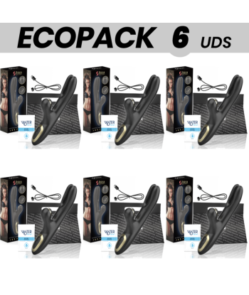 ECOPACK 6 UDS - IBIZA VIBRADOR HI-TECH RABITT POR ONDAS CLITORIALES Y DOBLE PINCHING NEGRO