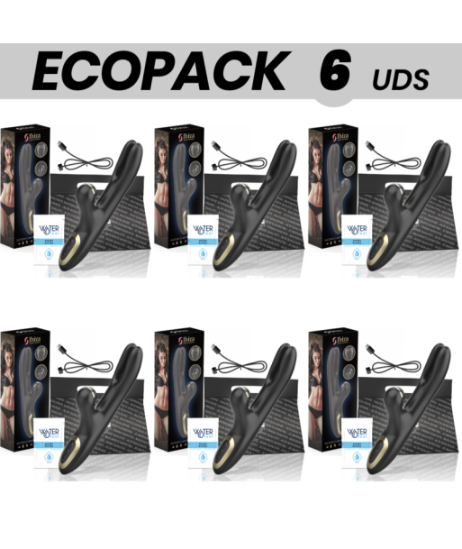 ECOPACK 6 UDS - IBIZA VIBRADOR HI-TECH RABITT POR ONDAS CLITORIALES Y DOBLE PINCHING NEGRO