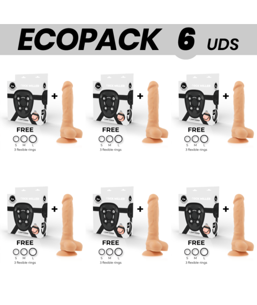 ECOPACK 6 UDS - COCK MILLER ARNES SILICONA DENSITY COCKSIL ARTICULABLE 18 CM