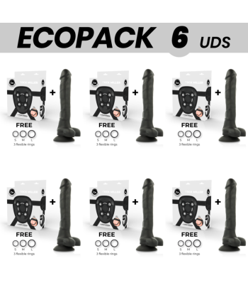 ECOPACK 6 UDS - COCK MILLER ARNES SILICONA DENSITY ARTICULABLE COCKSIL NEGRO 24 CM