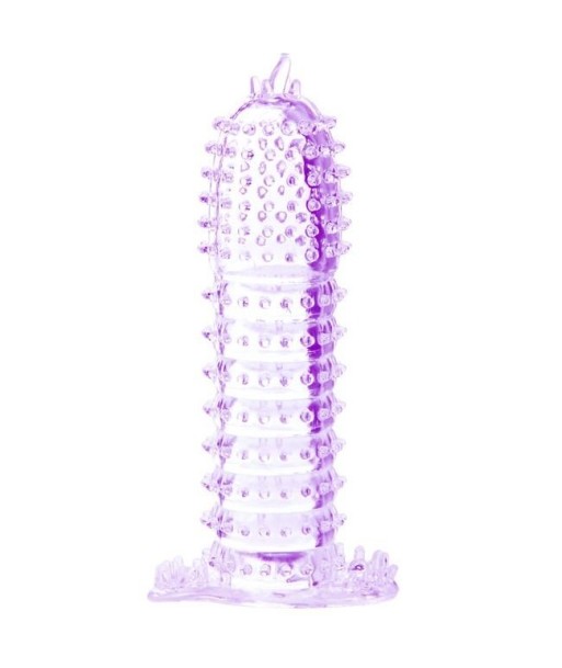 BAILE - FUNDA PARA PENE CON PUNTOS ESTIMULANTES MORADO 14 CM
