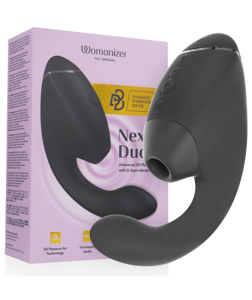 WOMANIZER - DUO NEXT ESTIMULADOR VIBRADOR DUAL CLÍTORIS and PUNTO·G NEGRO