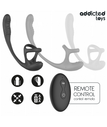 ADDICTED TOYS - PLUG ANAL VIBRACIÓN Y WAVING 360º Y ESTIMULADOR TESTÍCULOS