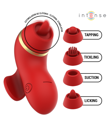 INTENSE - PATTY ESTIMULADOR CON 4 CABEZALES, SUCCIÓN, TAPPING, TICKLING Y LICKING