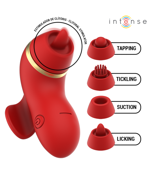 INTENSE - PATTY ESTIMULADOR CON 4 CABEZALES, SUCCIÓN, TAPPING, TICKLING Y LICKING
