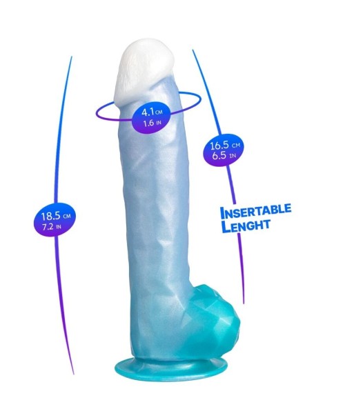 SILEXD - ANGEL DILDO FANTASY SILICONA LIQUIDA TERMOREACTIVO AZUL CELESTE 20.3 CM