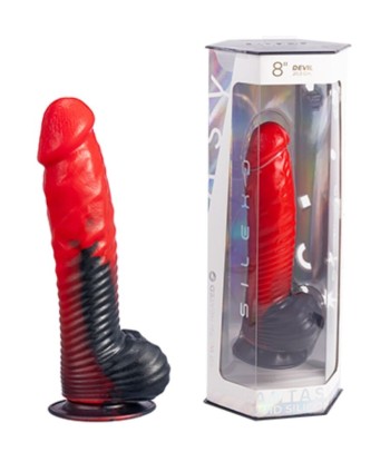 SILEXD - DEVIL DILDO FANTASY SILICONA LIQUIDA TERMOREACTIVO ROJO NEGRO 20.3 CM