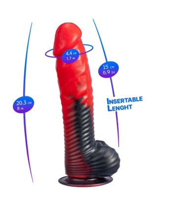 SILEXD - DEVIL DILDO FANTASY SILICONA LIQUIDA TERMOREACTIVO ROJO NEGRO 20.3 CM