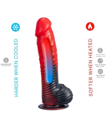 SILEXD - DEVIL DILDO FANTASY SILICONA LIQUIDA TERMOREACTIVO ROJO NEGRO 20.3 CM