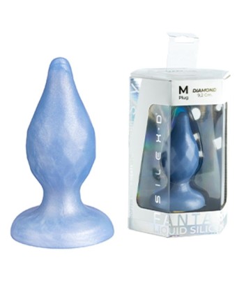 SILEXD - DIAMOND PLUG ANAL FANTASY SILICONA LIQUIDA TERMOREACTIVO AZUL PERLA 9.2 CM