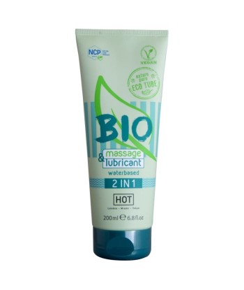 HOT - BIO MASSAGE and LUBRICANTE BASE AGUA 2 EN 1 200 ML