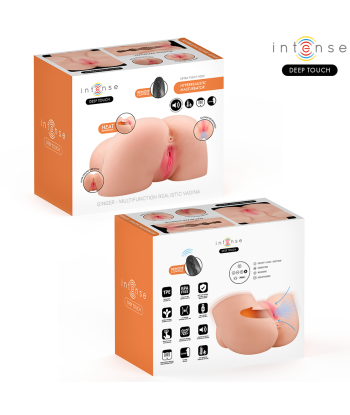 INTENSE DEEP TOUCH - GINGER MASTURBADOR ANO Y VAGINA CON EFECTO SUCCIÓN, CALOR, VIBRACIÓN Y VOZ CON CONTROL REMOTO 5.3 KG