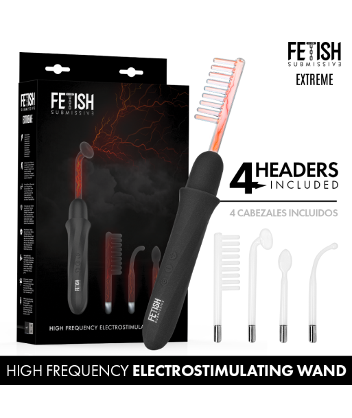 FETISH SUBMISSIVE - VIBRADOR WAND ELECTROESTIMULACIÓN ALTA FRECUENCIA
