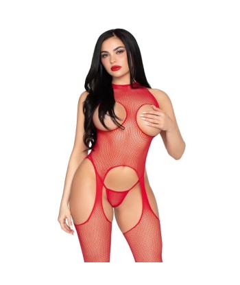 LEG AVENUE - 89374 BODYSTOCKING SIN COPAS Y PANTY ROJO - TALLA ÚNICA