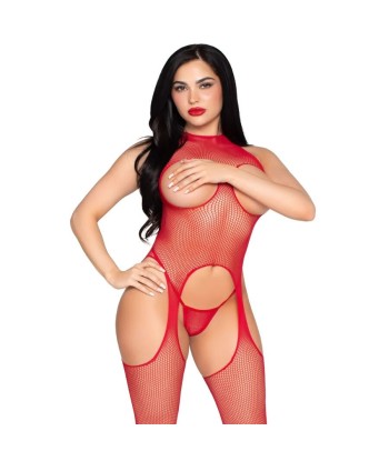 LEG AVENUE - 89374 BODYSTOCKING SIN COPAS Y PANTY ROJO - TALLA ÚNICA