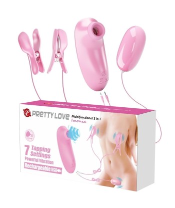 PRETTY LOVE - IMONIE SET MULTIFUNCIONAL 3 EN 1 CON SUCCIONADOR, PEZONES Y CLÍTORIS