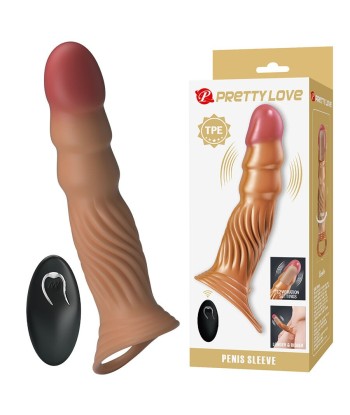 PRETTY LOVE - FUNDA PARA PENE TEXTURIZADA CON VIBRACIÓN Y CONTROL REMOTO