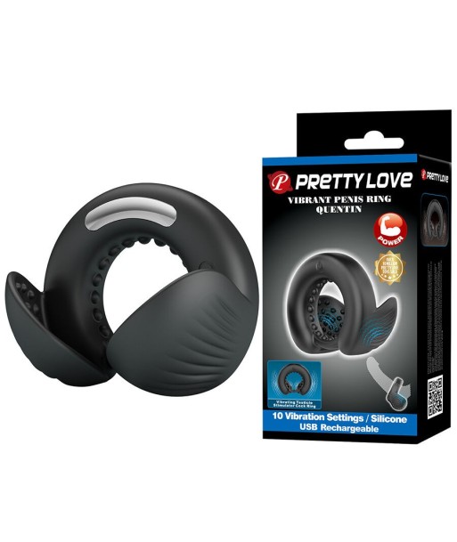 PRETTY LOVE - QUENTIN ANILLO PARA PENE CON ESTIMULADOR TESTICULAR