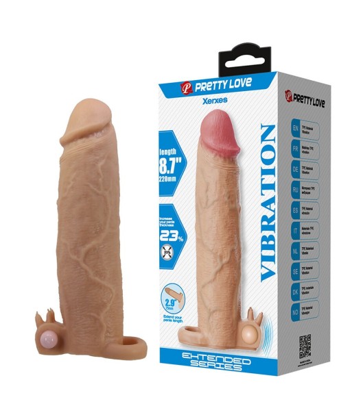 PRETTY LOVE - XERXES FUNDA PARA PENE CON ESTIMULADOR DE CLÍTORIS Y VIBRACIÓN
