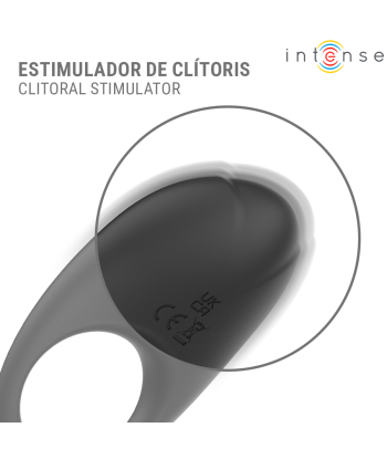 INTENSE - MERLOTTE ANILLO VIBRADOR CON ESTIMULACIÓN DE CLÍTORIS NEGRO