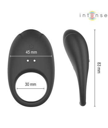 INTENSE - MERLOTTE ANILLO VIBRADOR CON ESTIMULACIÓN DE CLÍTORIS NEGRO