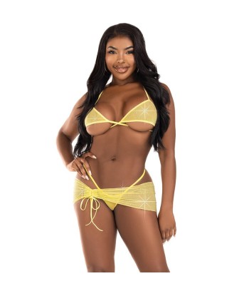 LEG AVENUE - SET TRES PIEZAS DIAMANTES ROSA M-L