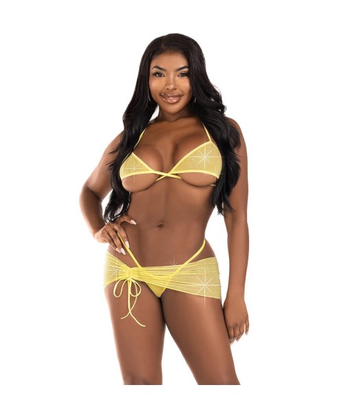 LEG AVENUE - SET TRES PIEZAS DIAMANTES ROSA M-L