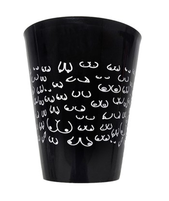 DIABLO PICANTE - VASO NEGRO 500 ML CON TETAS BLANCAS