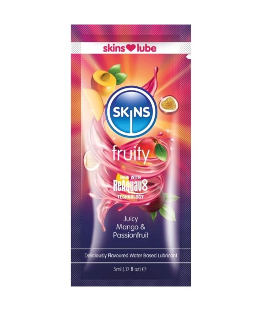 SKINS - FRUITY LUBRICANTE BASE DE AGUA MANGO and FRUTA PASIÓN MONODOSIS 5 ML
