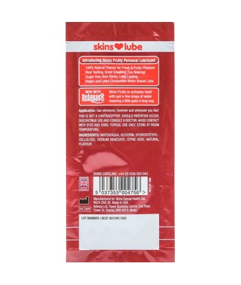 SKINS - FRUITY LUBRICANTE BASE DE AGUA FRESA MONODOSIS 5 ML