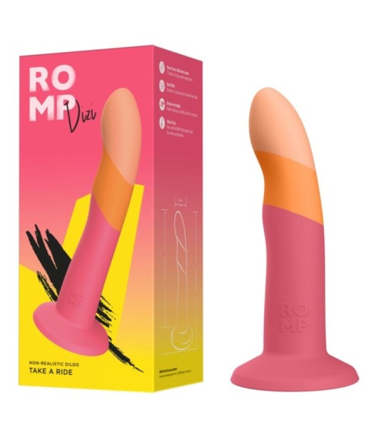 ROMP - DIZI DILDO SILICONA CON VENTOSA TRICOLOR 18 CM