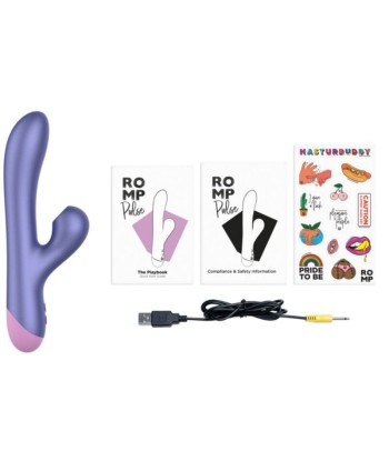ROMP - PULSE VIBRADOR RABBIT DUAL PUNTO G AZUL ELÉCTRICO