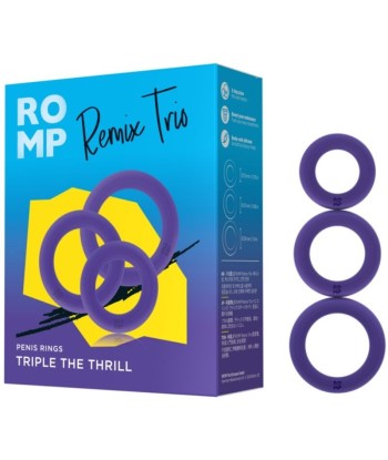 ROMP - REMIX TRIO SET DE 3 ANILLOS PARA PENE SILICONA MORADO