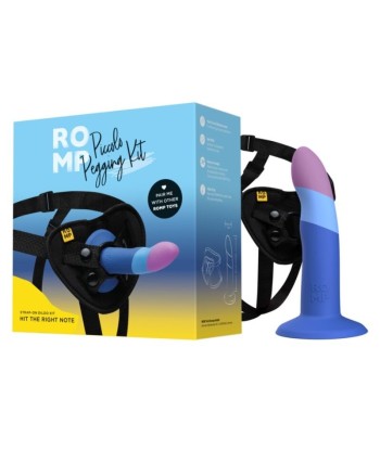 ROMP - PICCOLO ARNÉS DILDO SILICONA CON VENTOSA TRICOLOR 14 CM