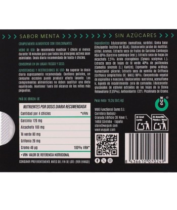 WUG diet - El chicle funcional sin azúcar con sabor menta BLISTER 8 UDS