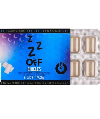 WUG off - El chicle funcional con melatonina y valeriana sabor regaliz BLISTER 8 UDS