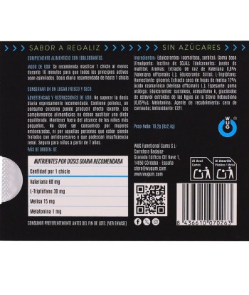 WUG off - El chicle funcional con melatonina y valeriana sabor regaliz BLISTER 8 UDS
