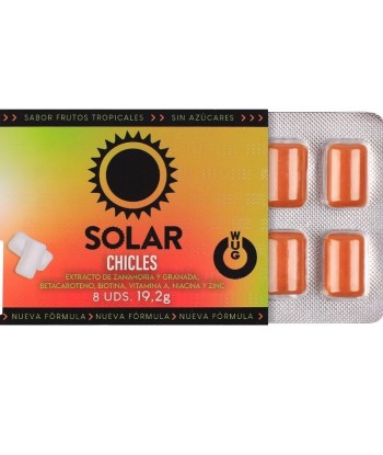 WUG solar - El chicle funcional con vitaminas y zinc sabor frutos tropicales BLISTER 8 UDS
