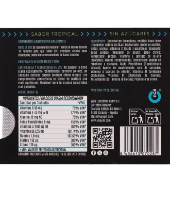 WUG multivit- El chicle funcional multivitamínico sabor tropical BLISTER 8 UDS