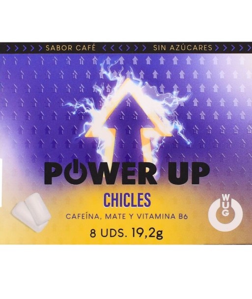 WUG power up - El chicle funcional con cafeína y mate sabor café BLISTER 8 UDS